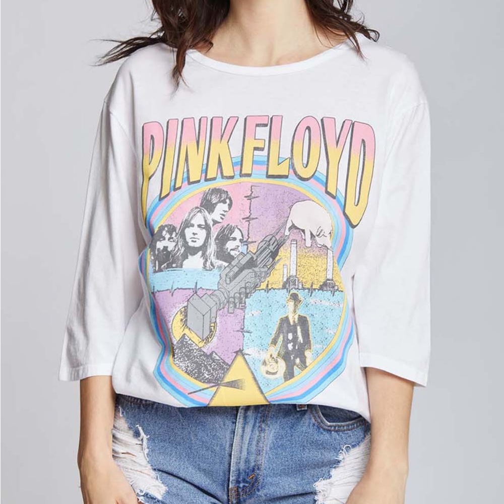 Pink Floyd White Graphic Women's Top